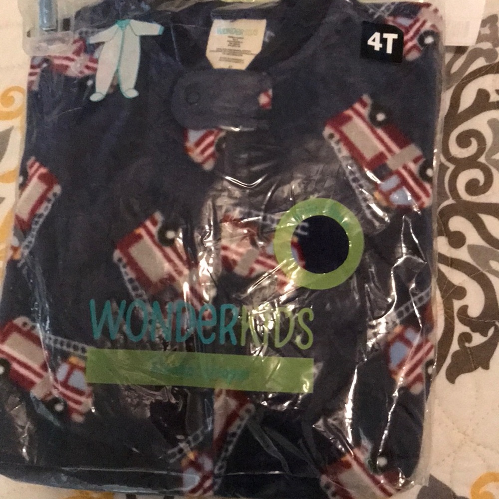 NEW fire truck footed pajamas